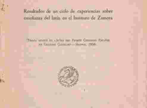 Resultado de un ciclo de experiencias sobre enseñanza del latín en el Instituto de Zamora