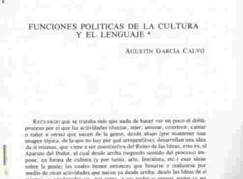 Funciones políticas de la cultura y el lenguaje
